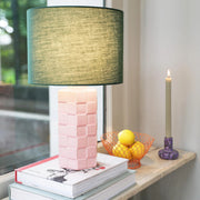 Table Lamp Check Pink – Decorative Stoneware Lamp